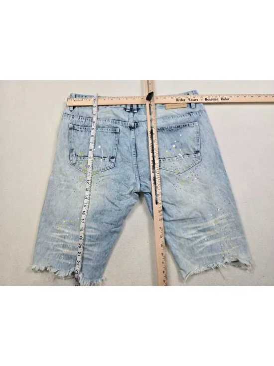 Smoke Rise Mens Denim Shorts Size 36 Multicolor Distressed Paint Splatter - Picture 5 of 5